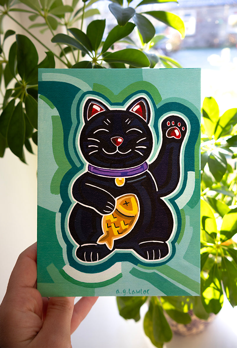 Lucky Black Cat Greeting Card