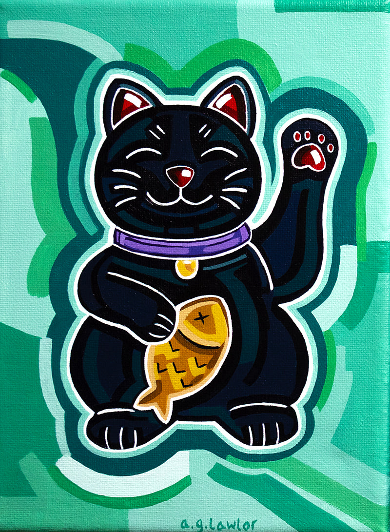 Lucky Black Cat Greeting Card