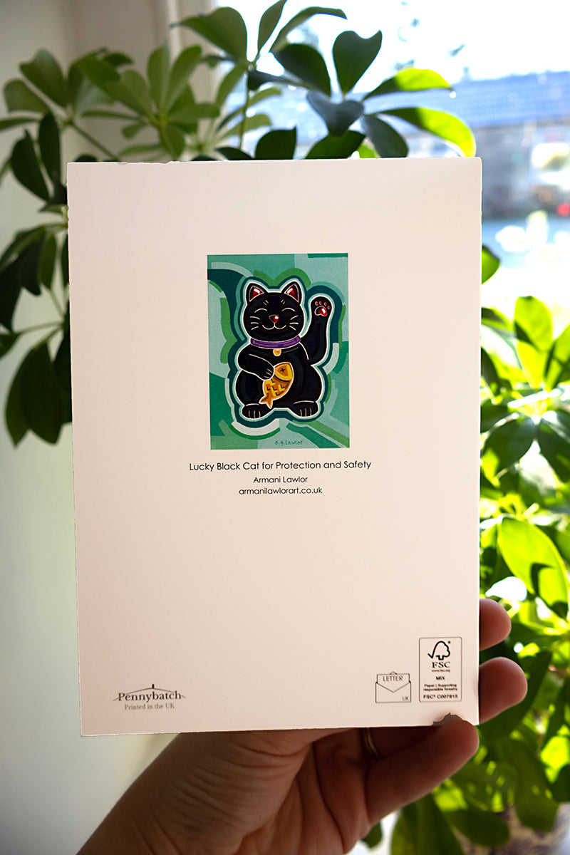Lucky Black Cat Greeting Card