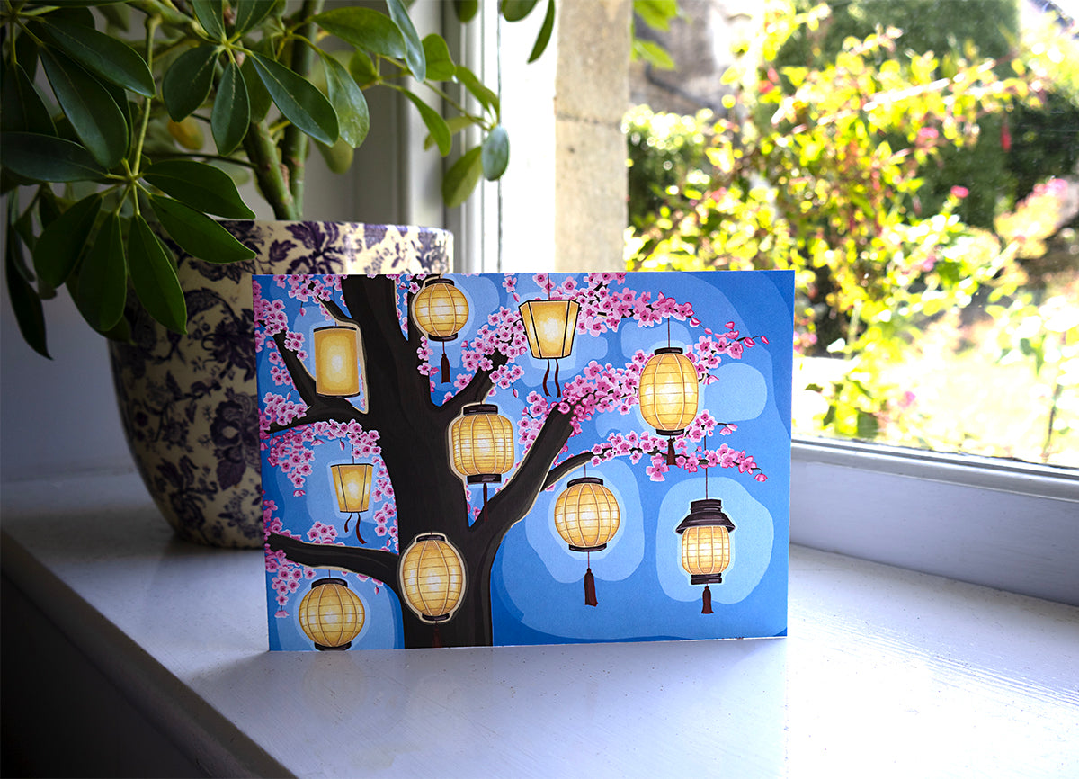 Stillness Under Sakura Greeting Card